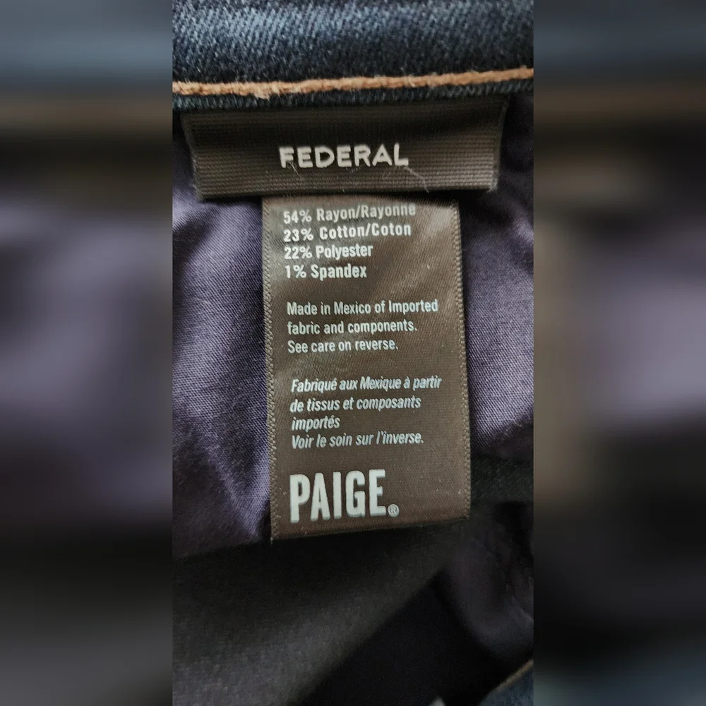 Paige Federal Jeans Men's 40x34 Cellar DNM521‎ Dark Wash Straight Stretch Denim